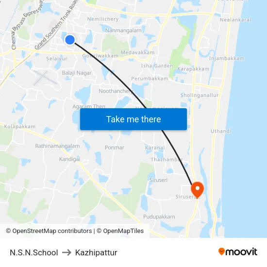 N.S.N.School to Kazhipattur map