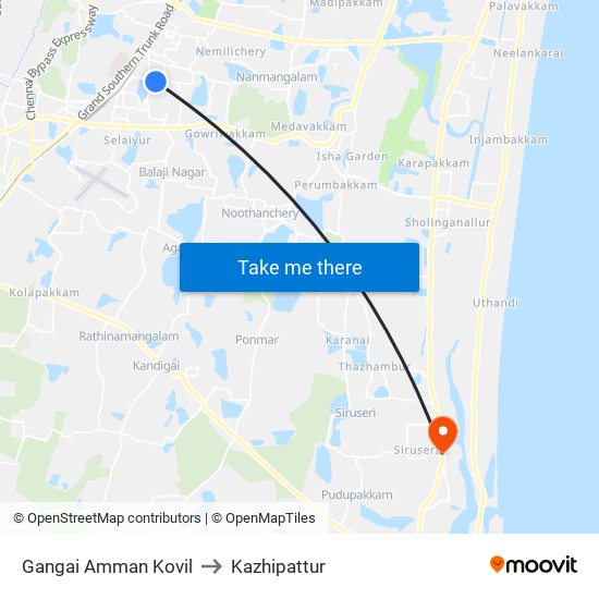 Gangai Amman Kovil to Kazhipattur map