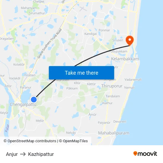 Anjur to Kazhipattur map