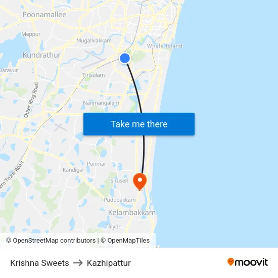 Krishna Sweets to Kazhipattur map