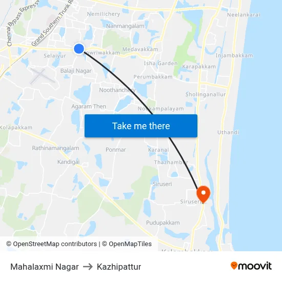 Mahalaxmi Nagar to Kazhipattur map