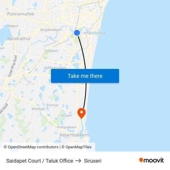 Saidapet Court / Taluk Office to Siruseri map