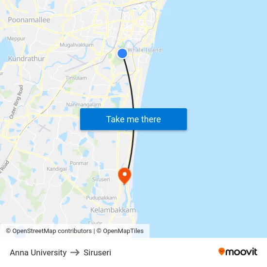 Anna University to Siruseri map
