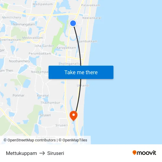 Mettukuppam to Siruseri map