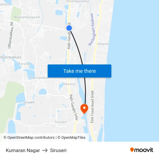 Kumaran Nagar to Siruseri map