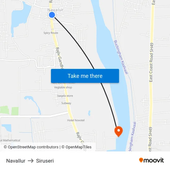 Navallur to Siruseri map