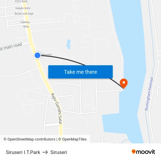 Siruseri I.T.Park to Siruseri map
