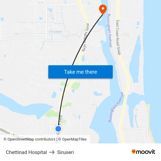 Chettinad Hospital to Siruseri map