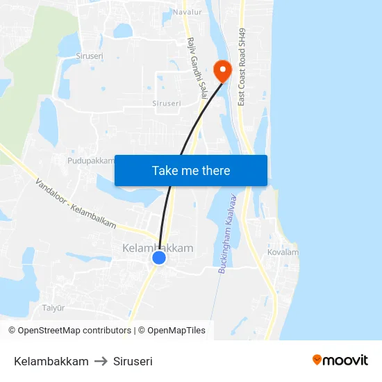 Kelambakkam to Siruseri map