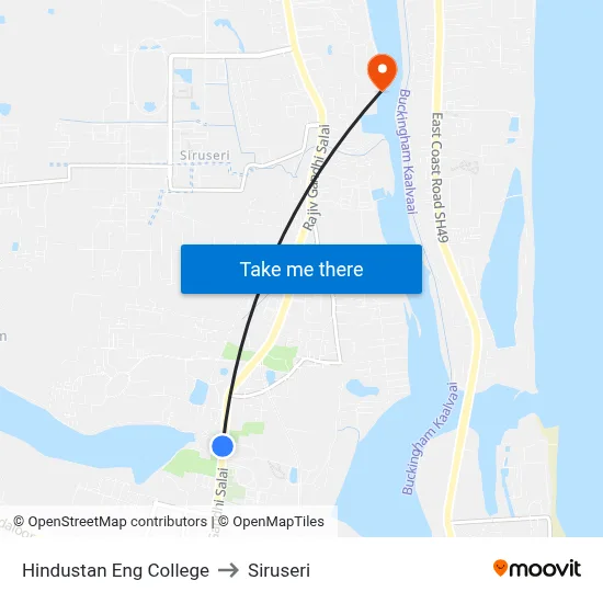 Hindustan Eng College to Siruseri map
