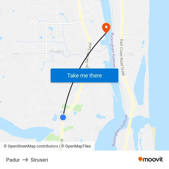 Padur to Siruseri map