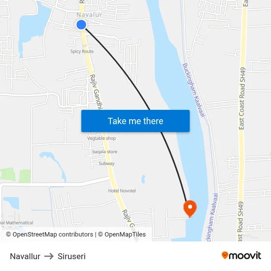 Navallur to Siruseri map