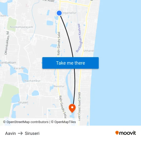 Aavin to Siruseri map