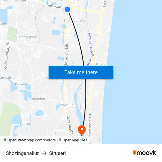 Shozinganallur to Siruseri map