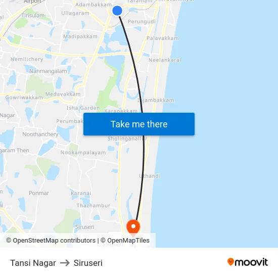 Tansi Nagar to Siruseri map