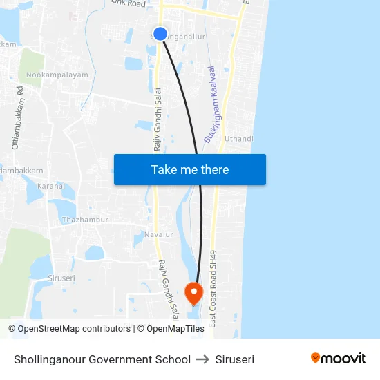 Shollinganour Government School to Siruseri map