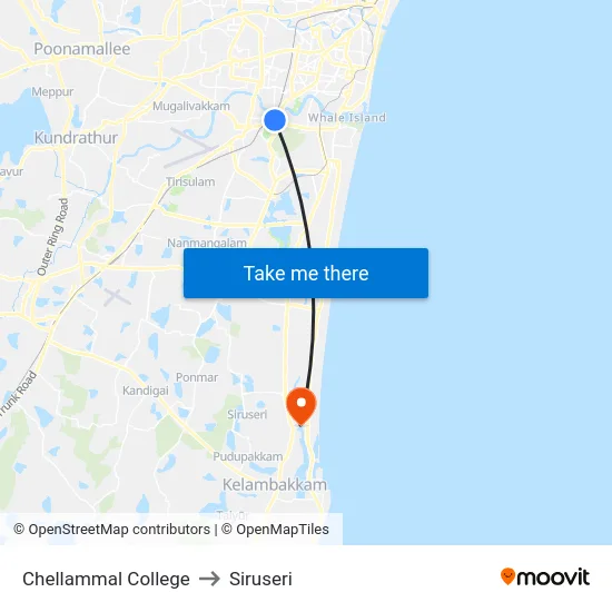 Chellammal College to Siruseri map