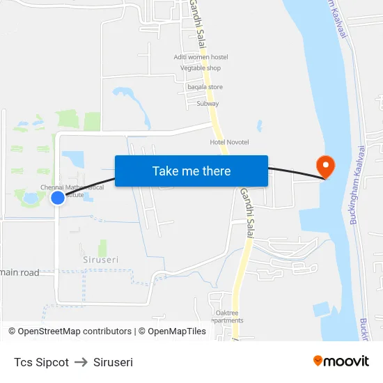 Tcs Sipcot to Siruseri map