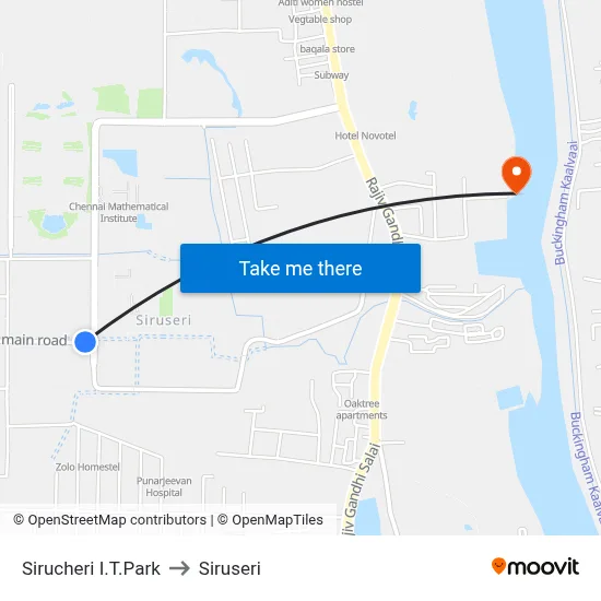 Sirucheri I.T.Park to Siruseri map
