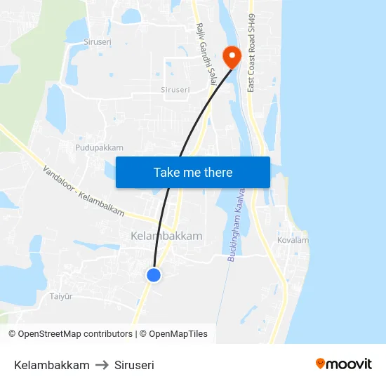 Kelambakkam to Siruseri map