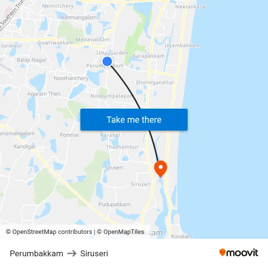 Perumbakkam to Siruseri map