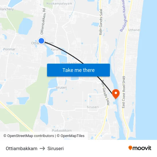 Ottiambakkam to Siruseri map