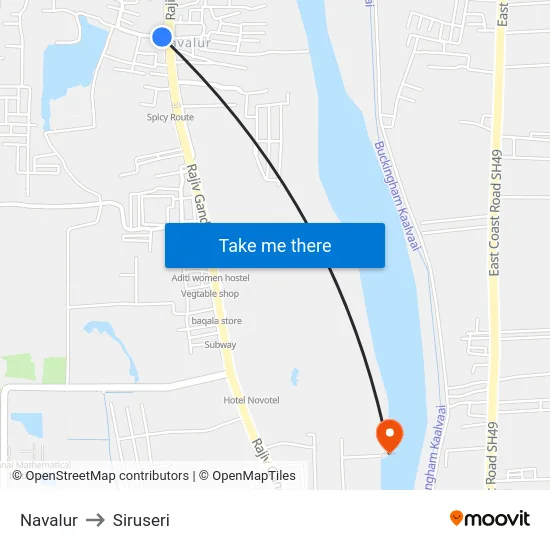 Navalur to Siruseri map