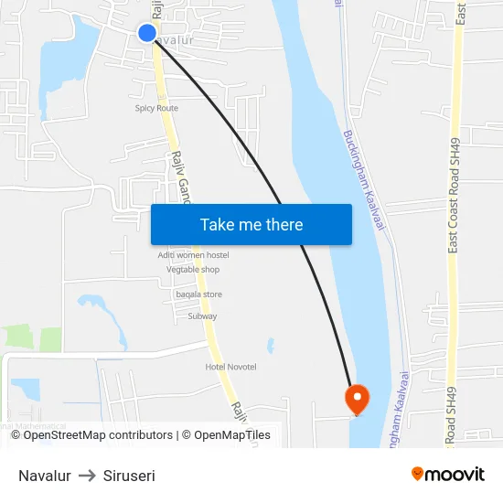 Navalur to Siruseri map