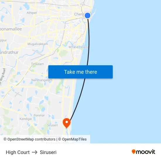 High Court to Siruseri map
