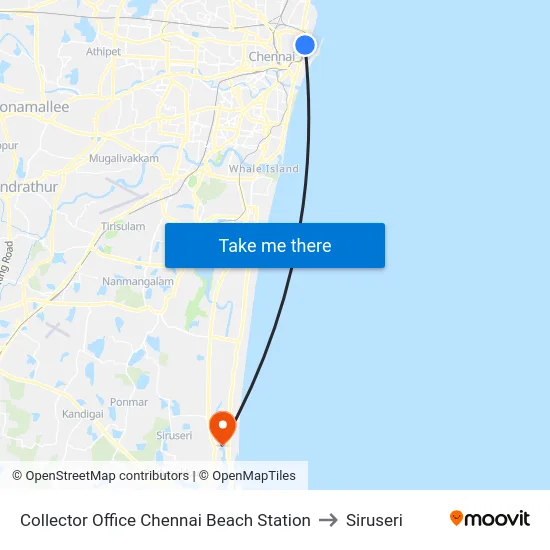 Collector Office Chennai Beach Station to Siruseri map