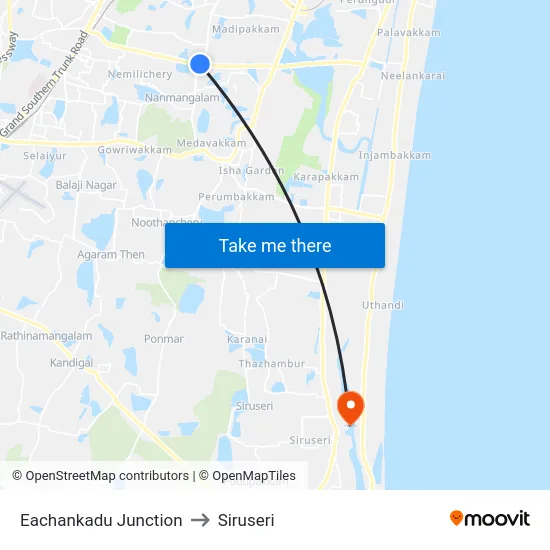 Eachankadu Junction to Siruseri map