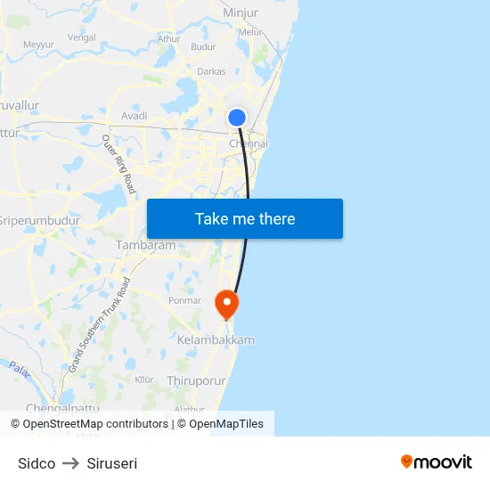Sidco to Siruseri map