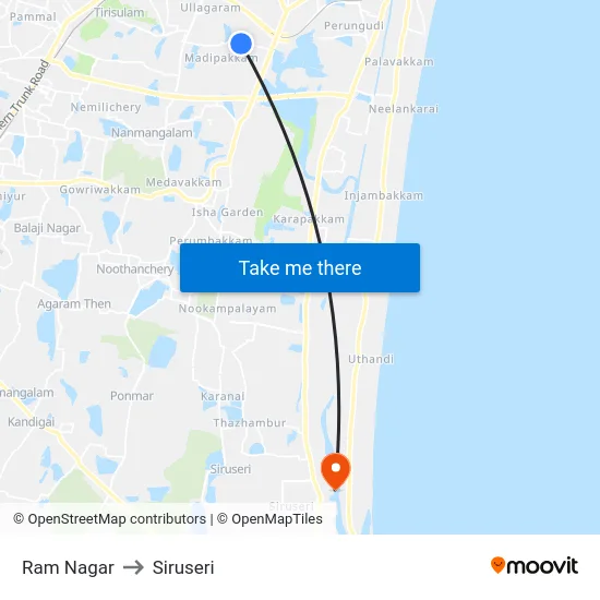 Ram Nagar to Siruseri map