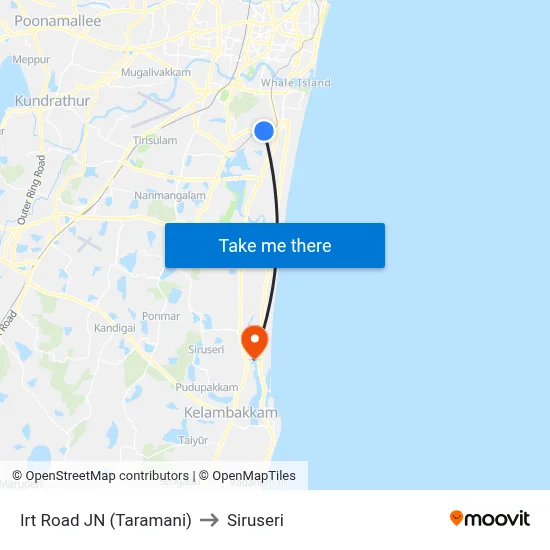 Irt Road JN (Taramani) to Siruseri map