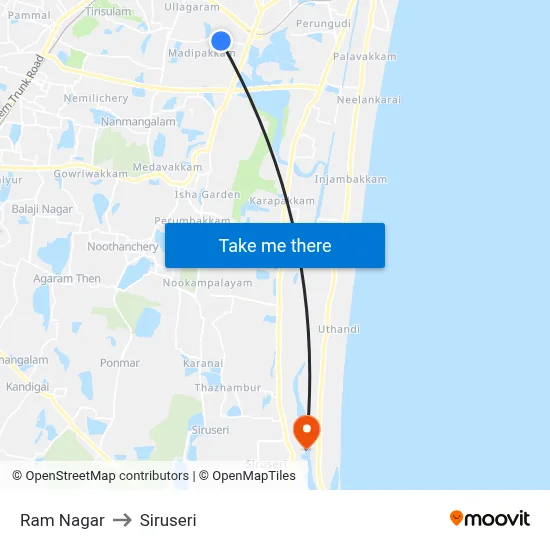 Ram Nagar to Siruseri map