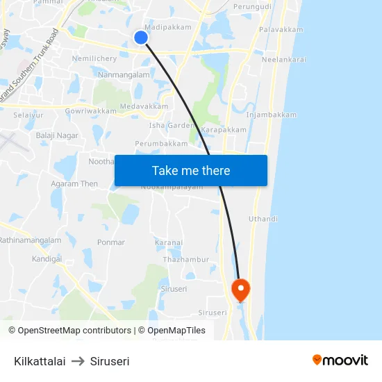Kilkattalai to Siruseri map