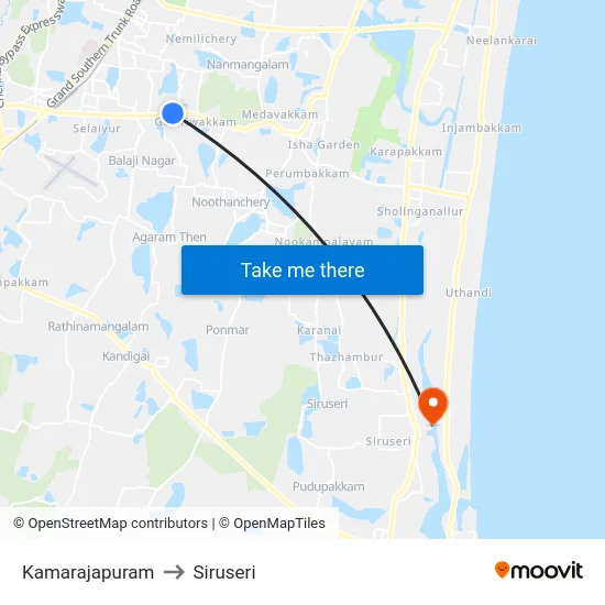 Kamarajapuram to Siruseri map