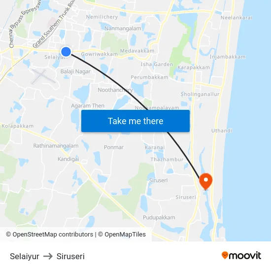 Selaiyur to Siruseri map