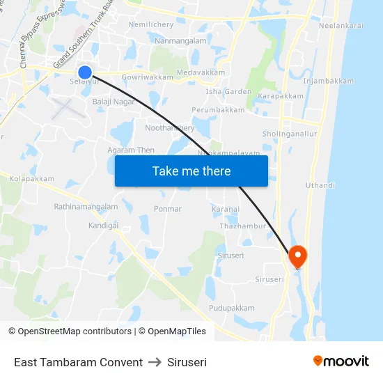 East Tambaram Convent to Siruseri map