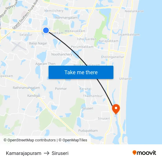 Kamarajapuram to Siruseri map