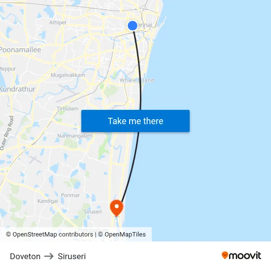 Doveton to Siruseri map