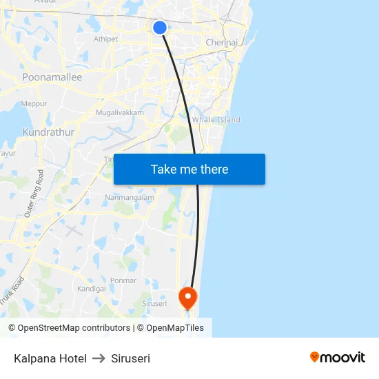 Kalpana Hotel to Siruseri map