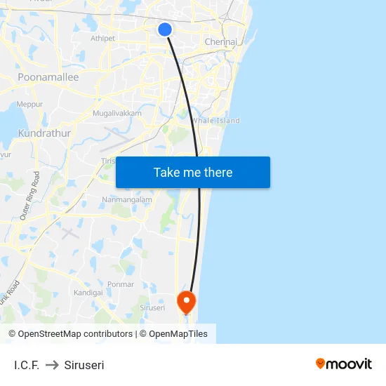 I.C.F. to Siruseri map