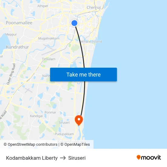 Kodambakkam Liberty to Siruseri map