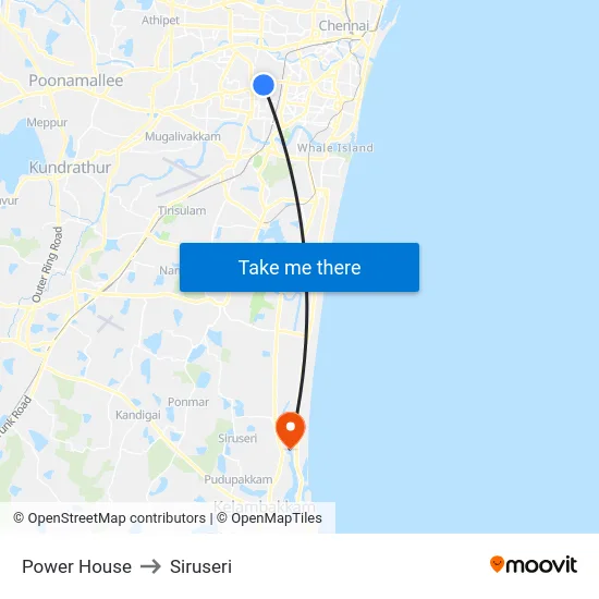 Power House to Siruseri map