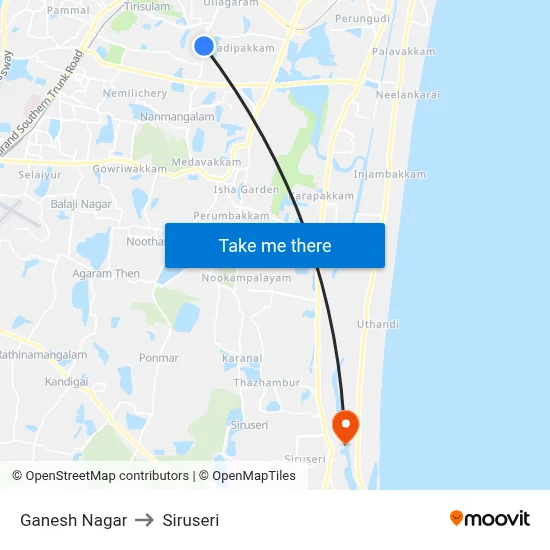 Ganesh Nagar to Siruseri map