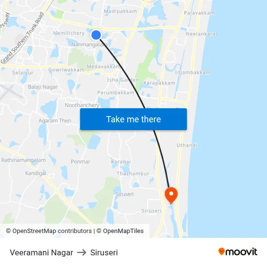 Veeramani Nagar to Siruseri map