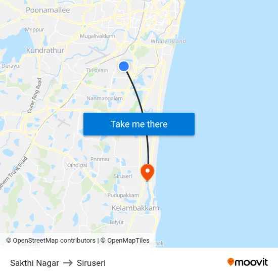 Sakthi Nagar to Siruseri map