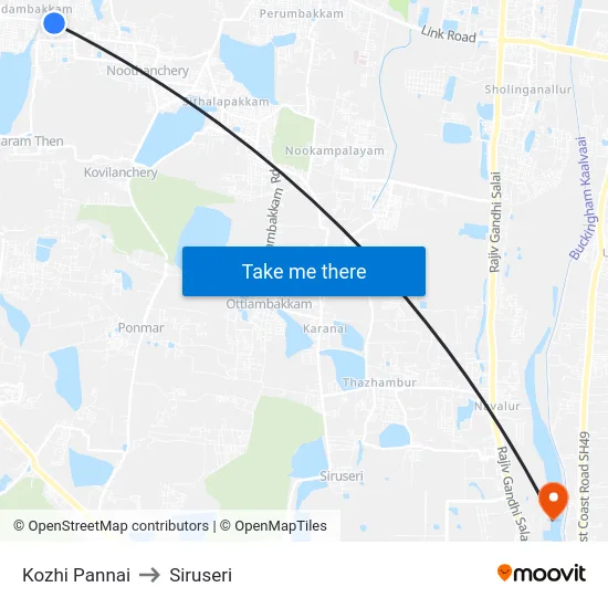 Kozhi Pannai to Siruseri map