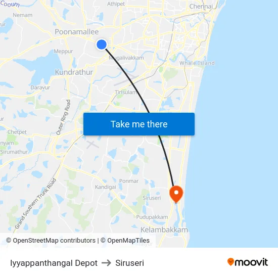 Iyyappanthangal Depot to Siruseri map